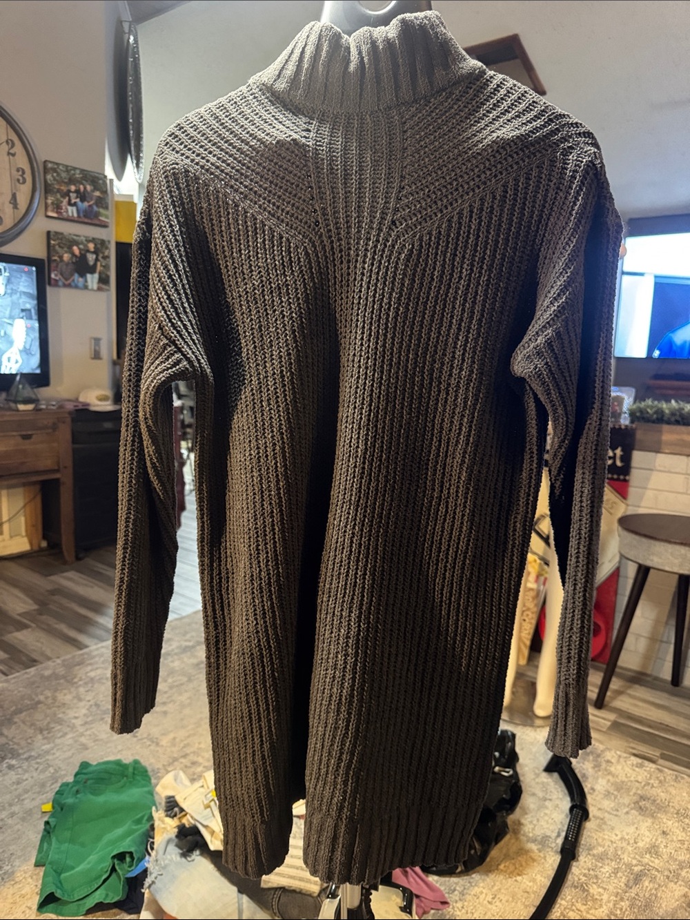 American Eagle Outfitters Brown Ribbed Turtleneck Sweater Dress#249